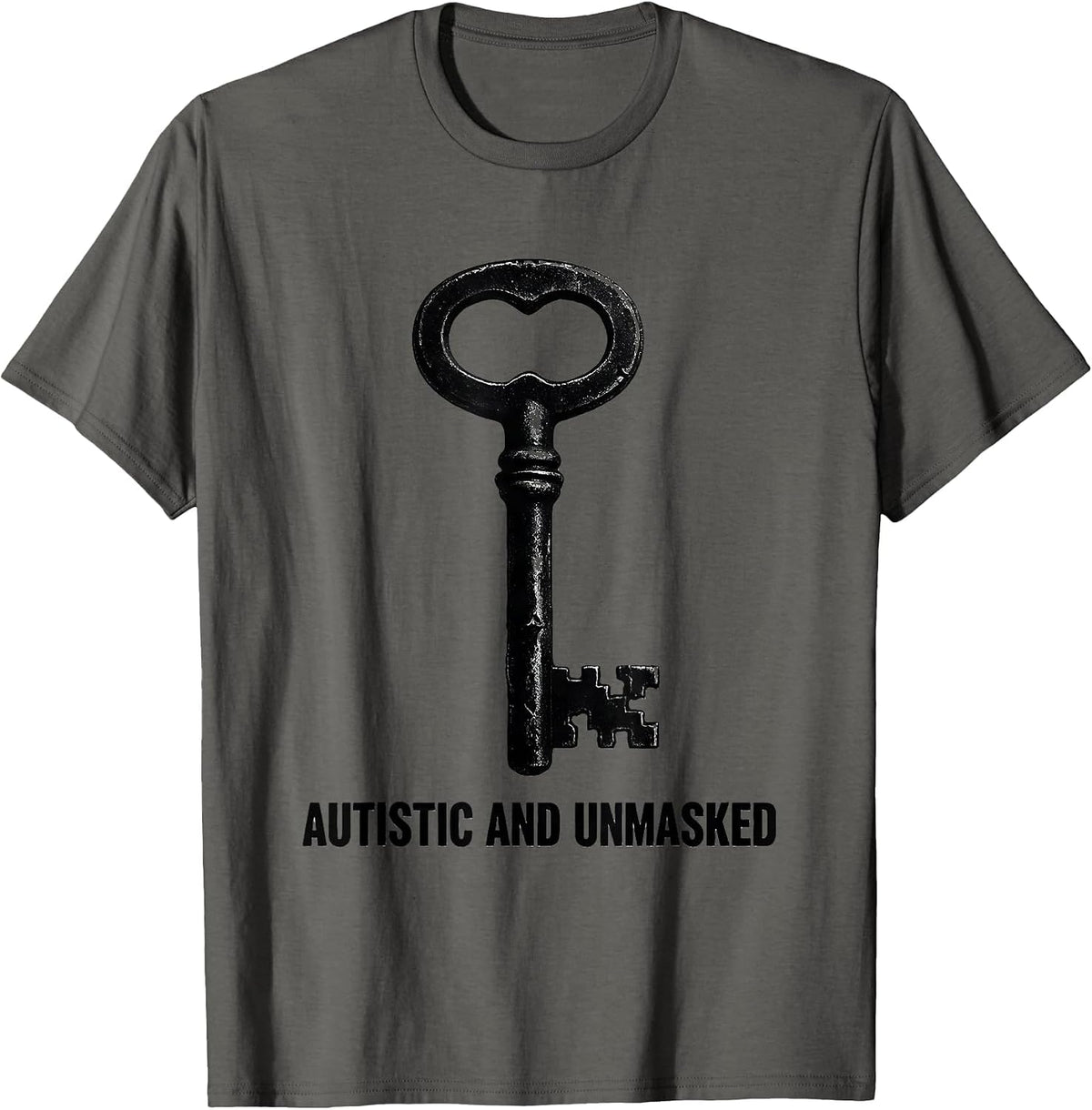 Autistic And Unmasked Monochromatic Neurodiversity Awareness T-Shirt - Asphalt Grey