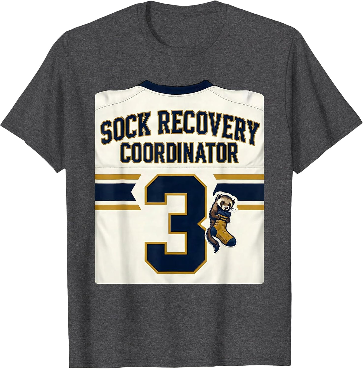 Men's Sock Recovery Coordinator Funny Ferret Owner Ferret Lover T-Shirt - Dark Heather Grey