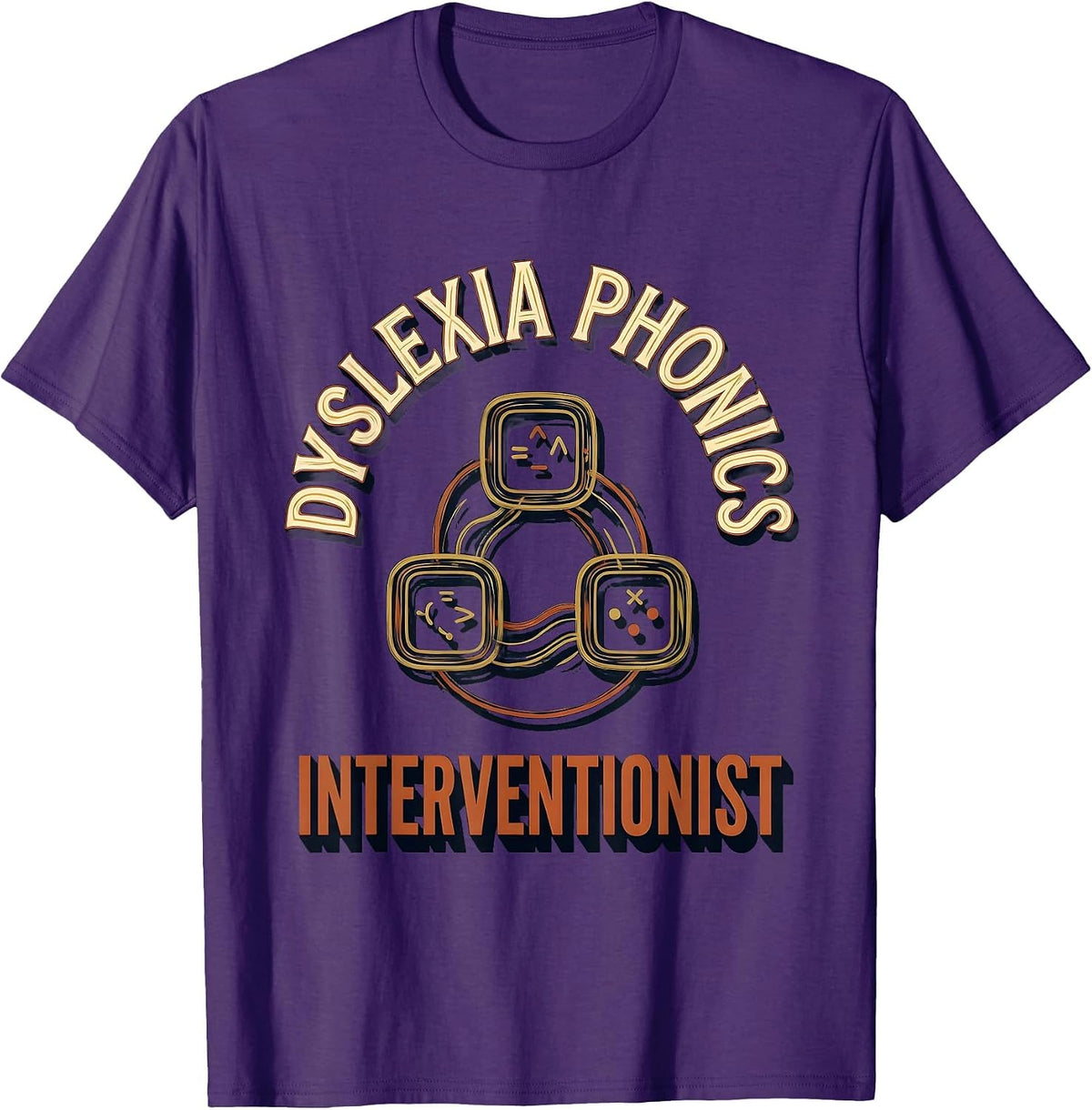Men's Dyslexia Phonics Interventionist Teacher Awareness Squad T-Shirt - Purple