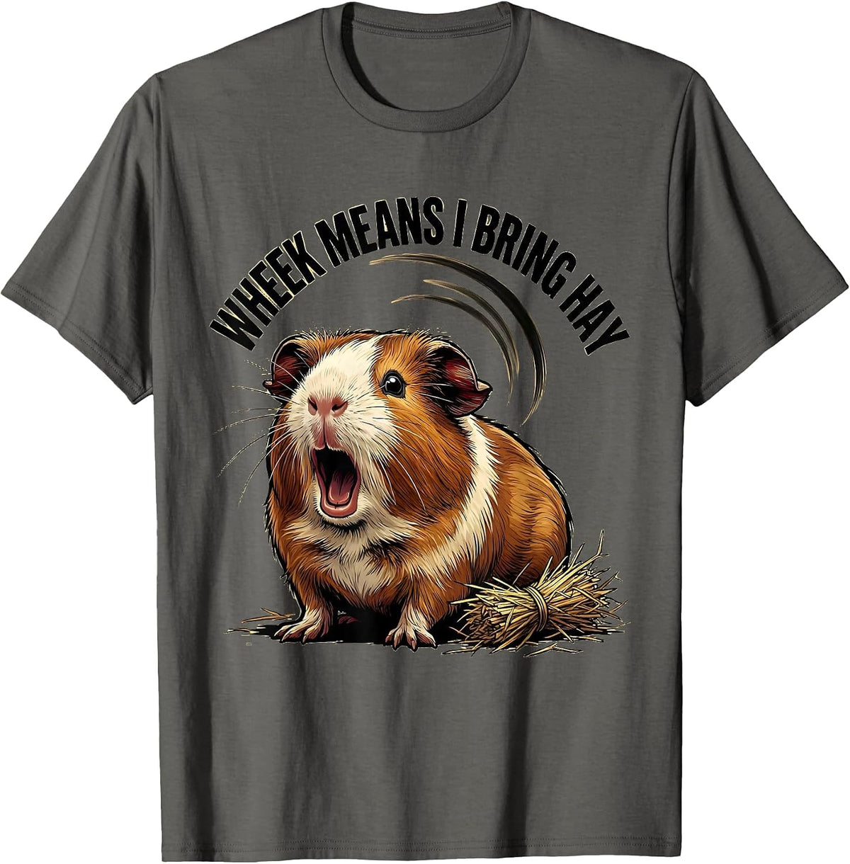 Men's Wheek Means I Bring Hay Funny Guinea Pig Pet Lover Gift T-Shirt - Asphalt Grey
