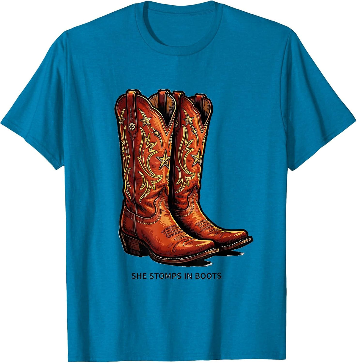 She Stomps In Boots Nashville Women Design T-Shirt - Sapphire Blue