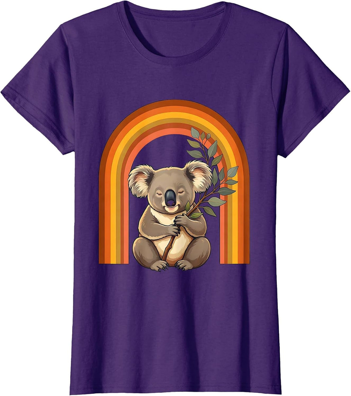 Women's Koala Lover Retro 70s Cute Animal Humor T-Shirt - Purple