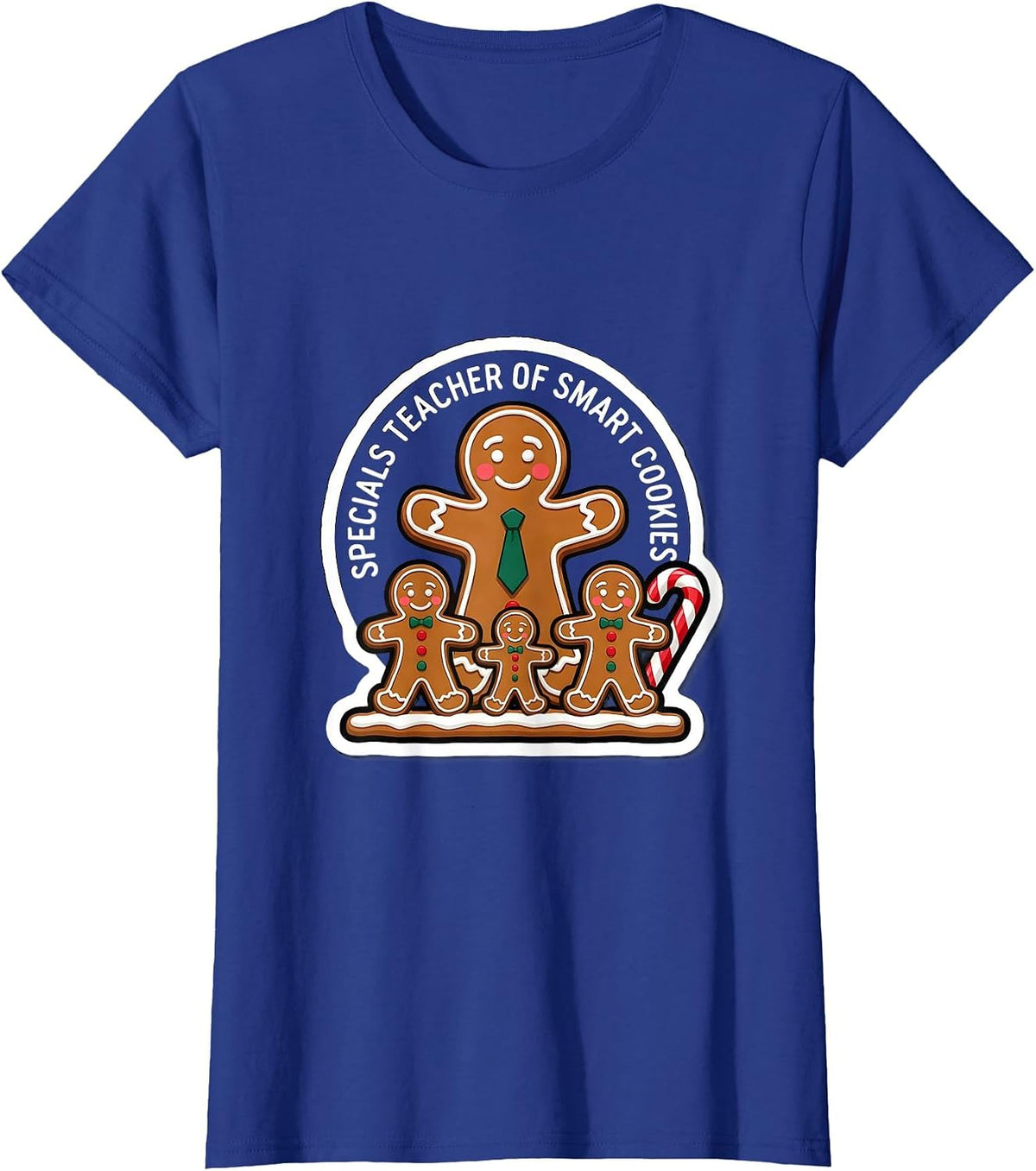 Women's Specials Teacher Of Smart Cookies Cute Gingerbread Christmas T-Shirt - Royal Blue