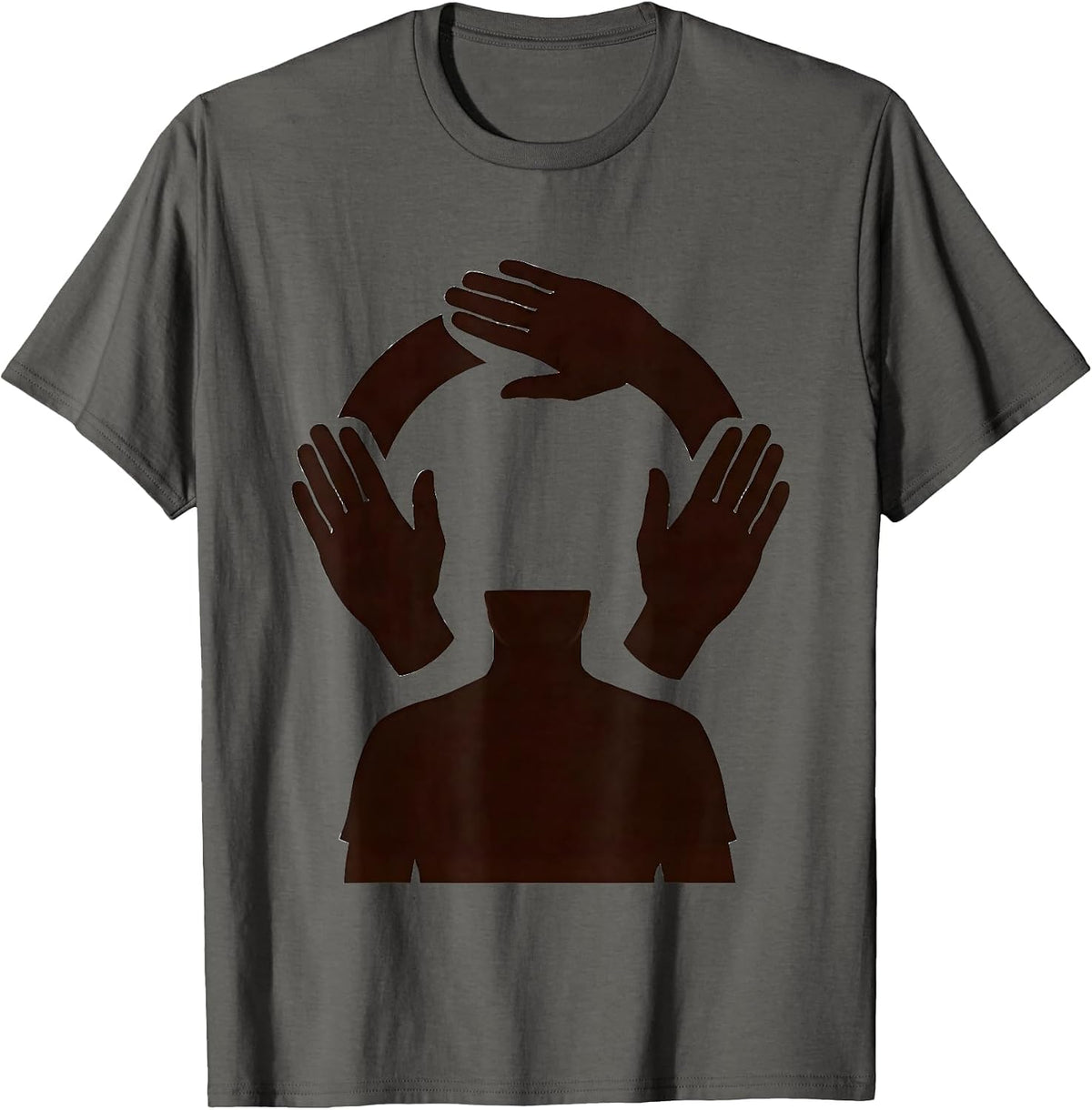 Men's Phased Hand Silhouettes ASL Teacher Deaf Awareness T-Shirt - Asphalt Grey