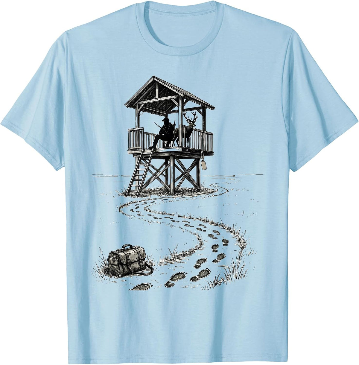 Men's Deer Stand Hunter Humor Hunting Dad Gift T-Shirt - Baby Blue