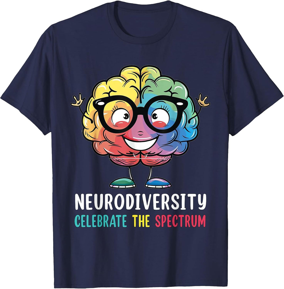 Neurodiversity Brain Autism Awareness ASD ADHD Men Women Kid T-Shirt - Navy Blue