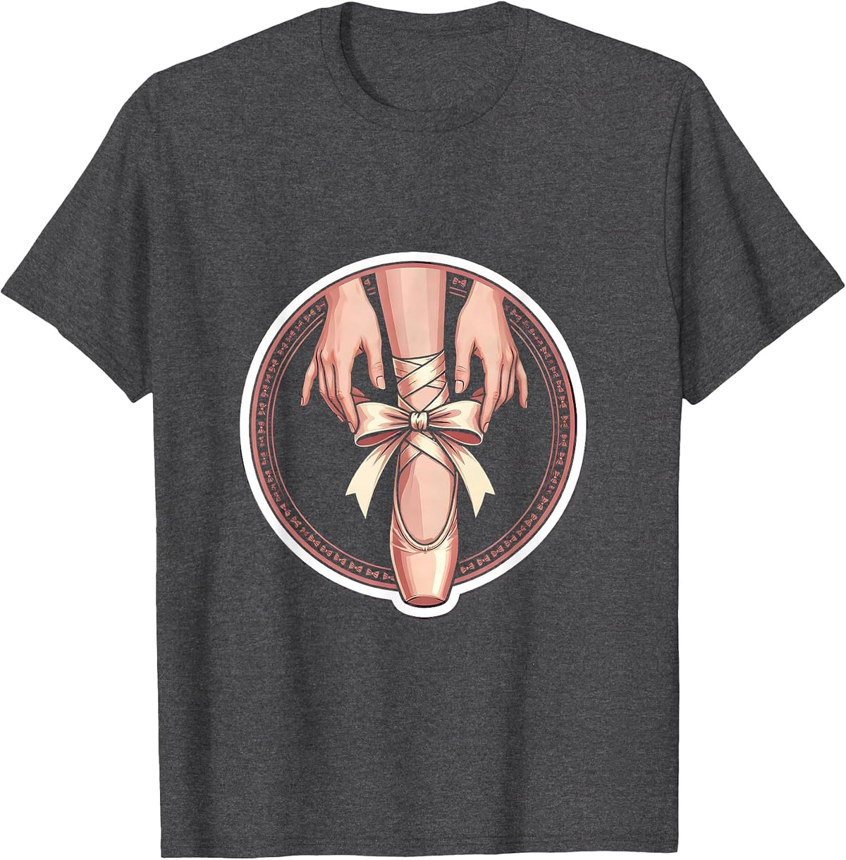 Men's Balletcore Satin Ribbon Ankle Tie Graphic T-Shirt - Dark Heather Grey