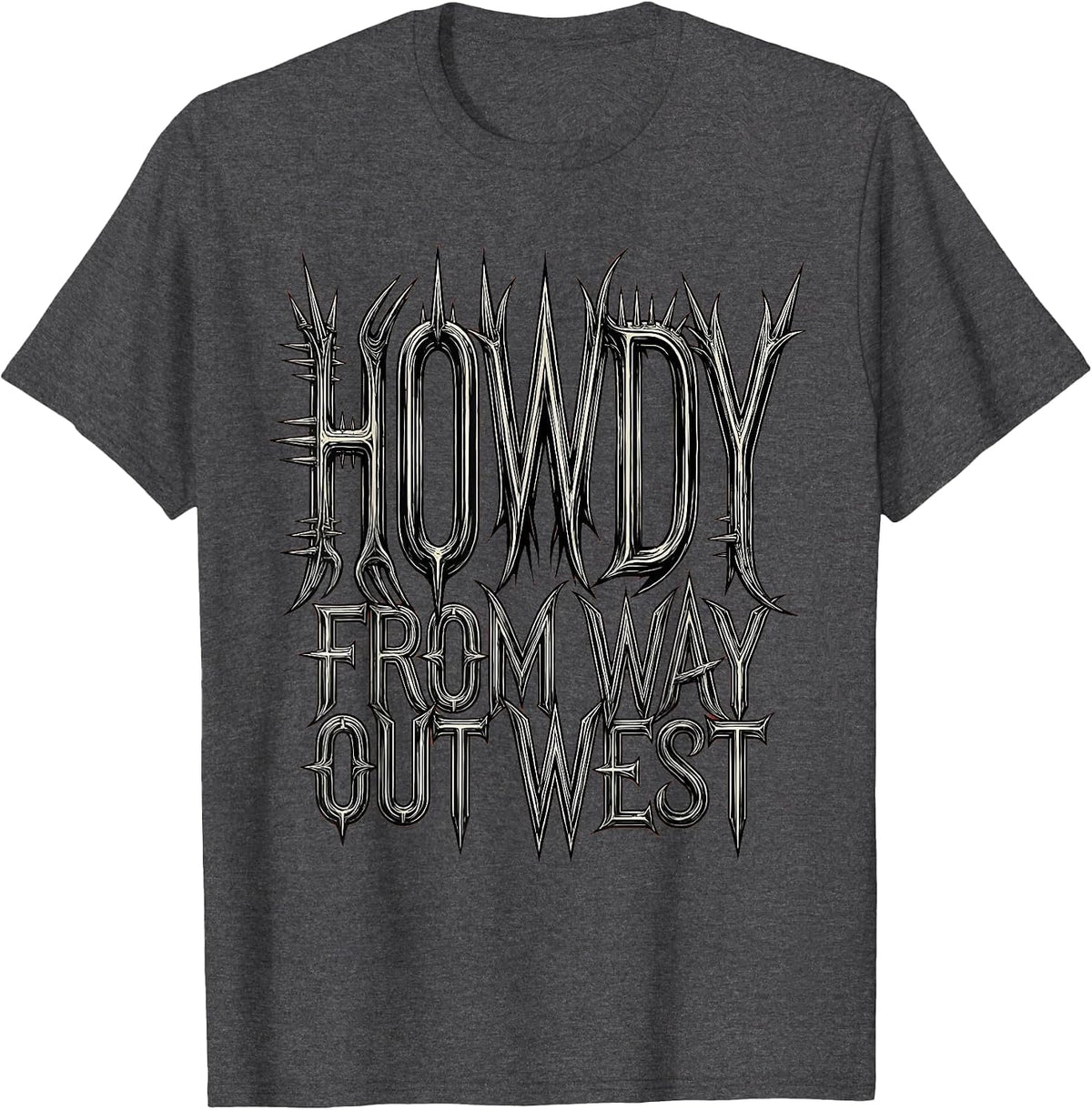 Men's Howdy From Way Out West Western Design T-Shirt - Dark Heather Grey
