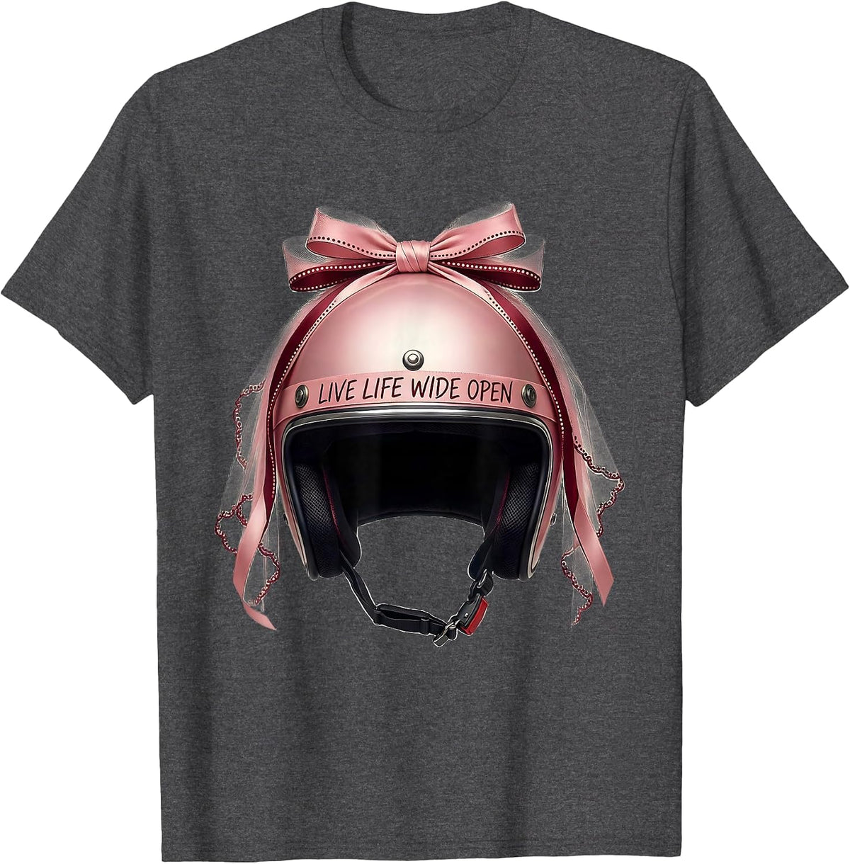 Live Life Wide Open Motorcycle Rider Design T-Shirt - Dark Heather Grey