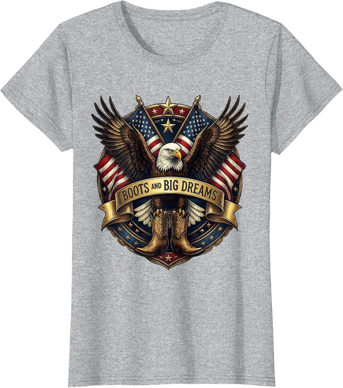Women's Boots and Big Dreams Cowboy Graphic T-Shirt - Heather Grey