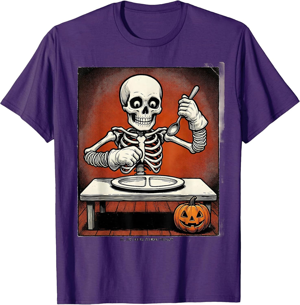 OT Just Doing Feeding Therapy Retro Cartoon Halloween T-Shirt - Purple