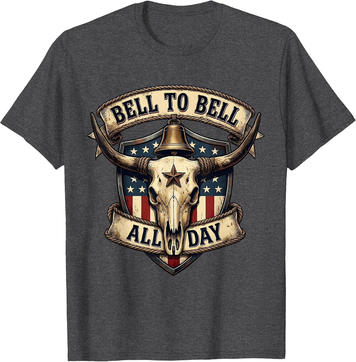 Bell to Bell All Day Middle School Teacher Design T-Shirt - Dark Heather Grey