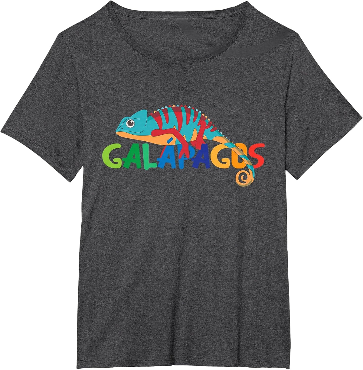 Galapagos Islands Summer Colorful Chameleon Exotic Animal T-Shirt - Dark Heather Grey