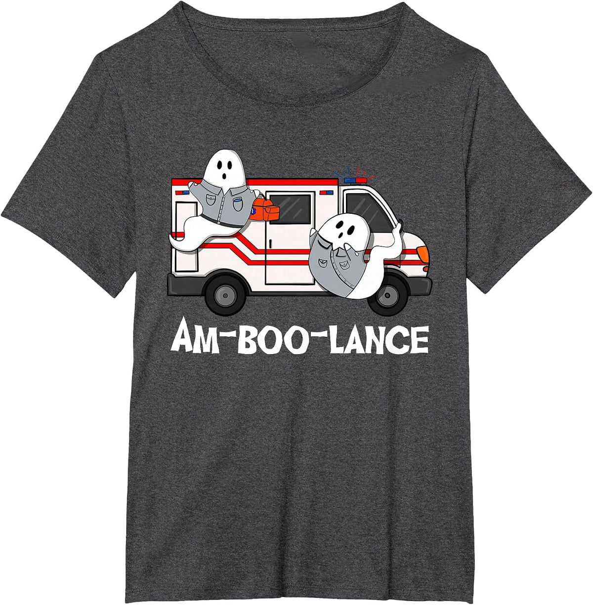 Amboolance EMT Paramedic EMS Ambulance Ghost Halloween T-Shirt - Dark Heather Grey