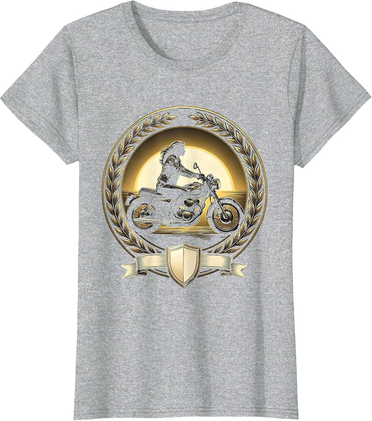 Leather Jacket Rider Motorcycle Dusk Graphic Tee T-Shirt - Heather Grey