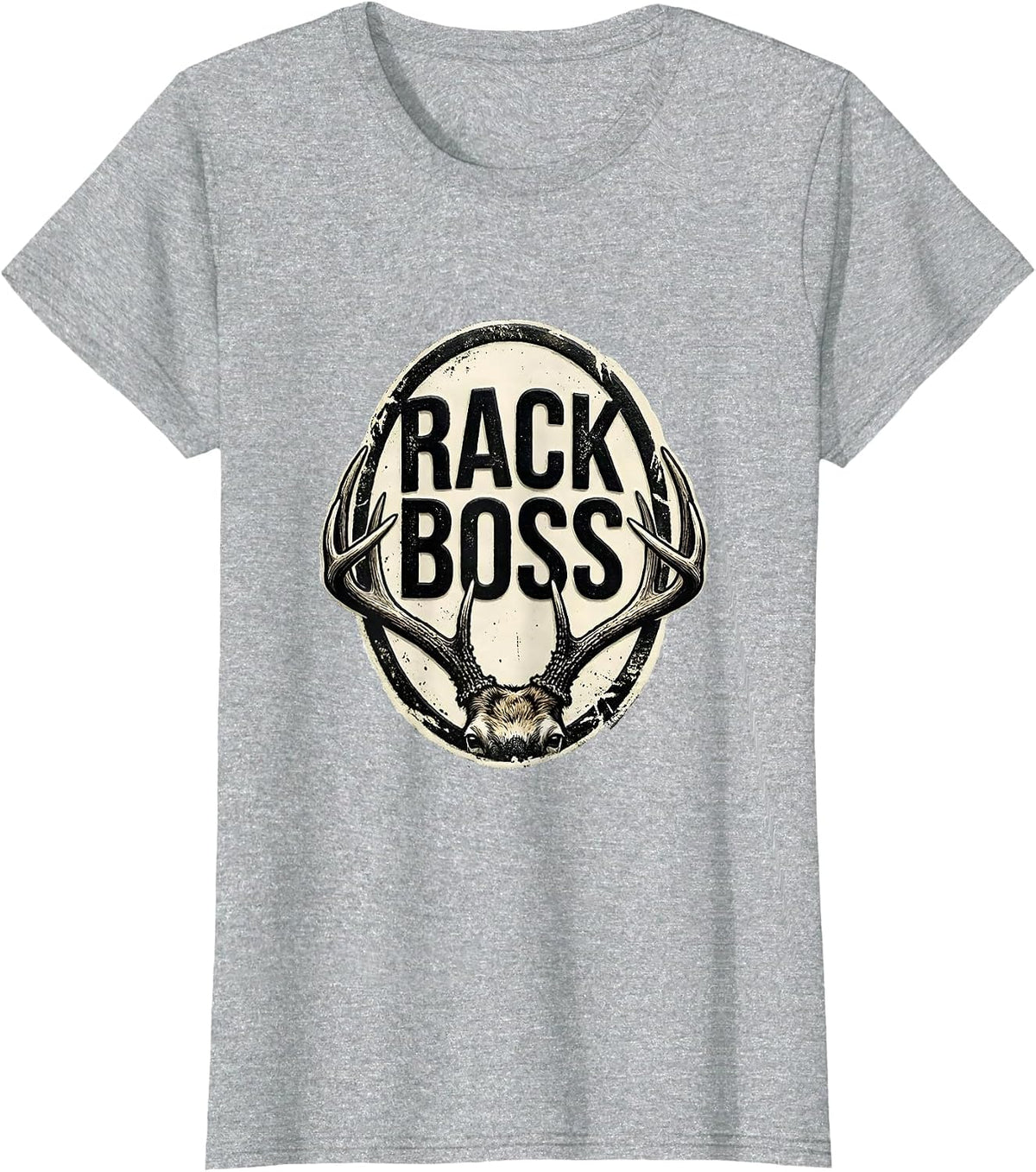 Rack Boss Funny Deer Hunting Hunter Dad Gift T-Shirt - Heather Grey