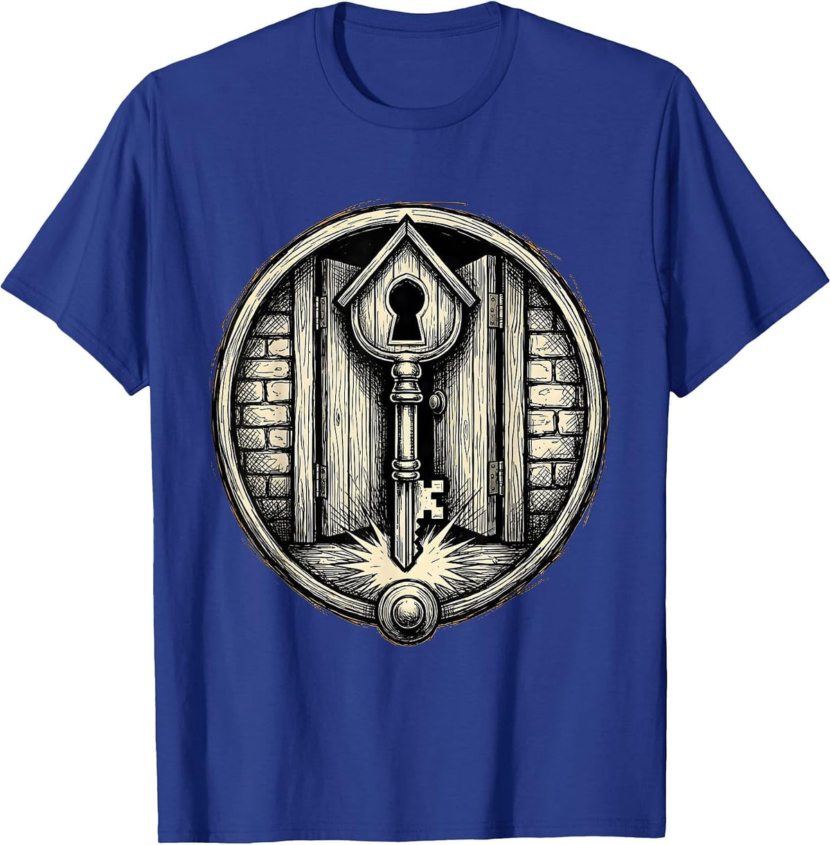 Men's Sped Teacher Giant Key Unlocking School Door T-Shirt - Royal Blue