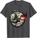 Men's Pew Pew, Hotshots Funny Gun Enthusiast Novelty Humor T-Shirt - Dark Heather Grey
