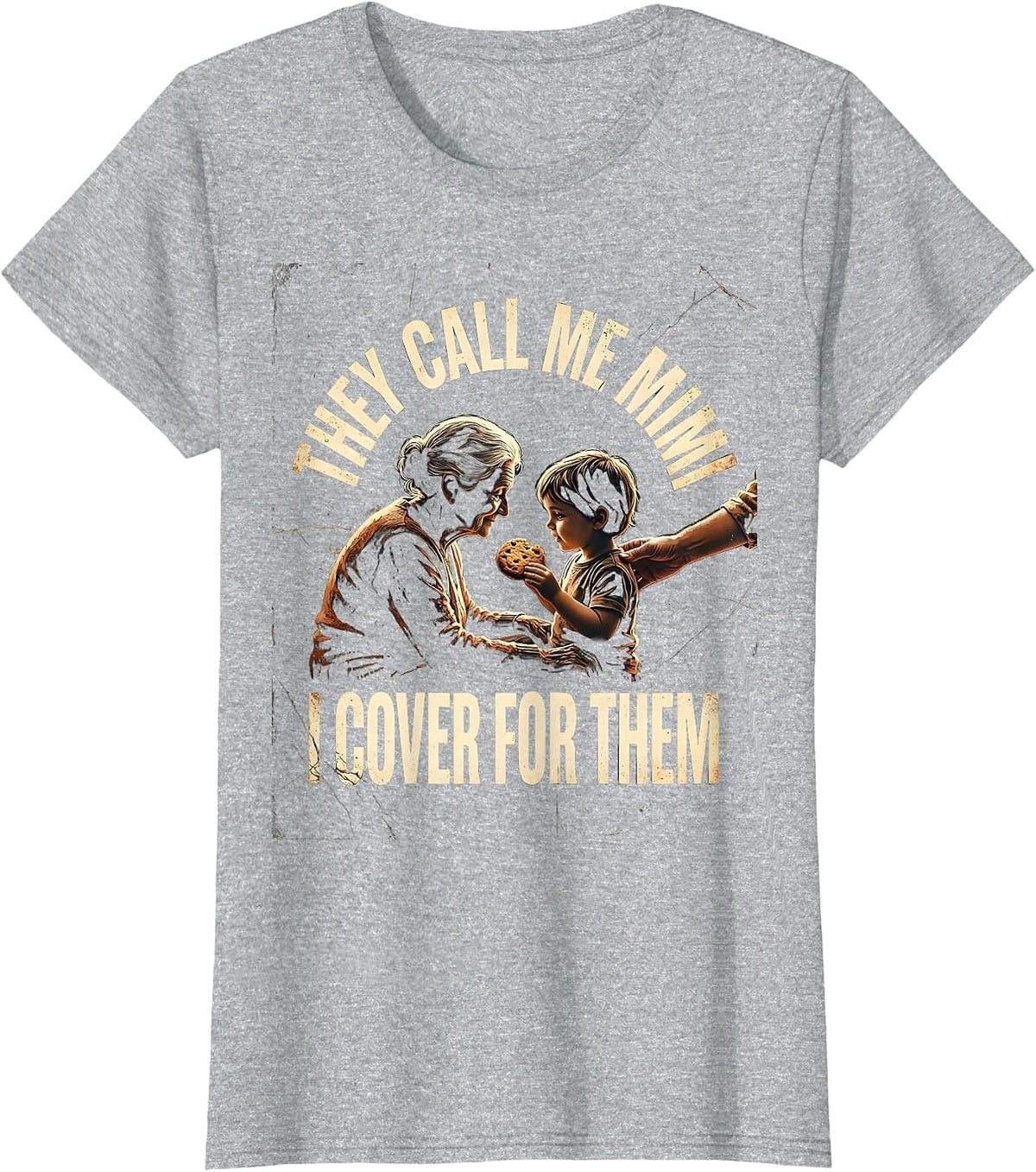Women's They Call Me Mimi I Cover For Them Distressed Grandparent T-Shirt - Heather Grey