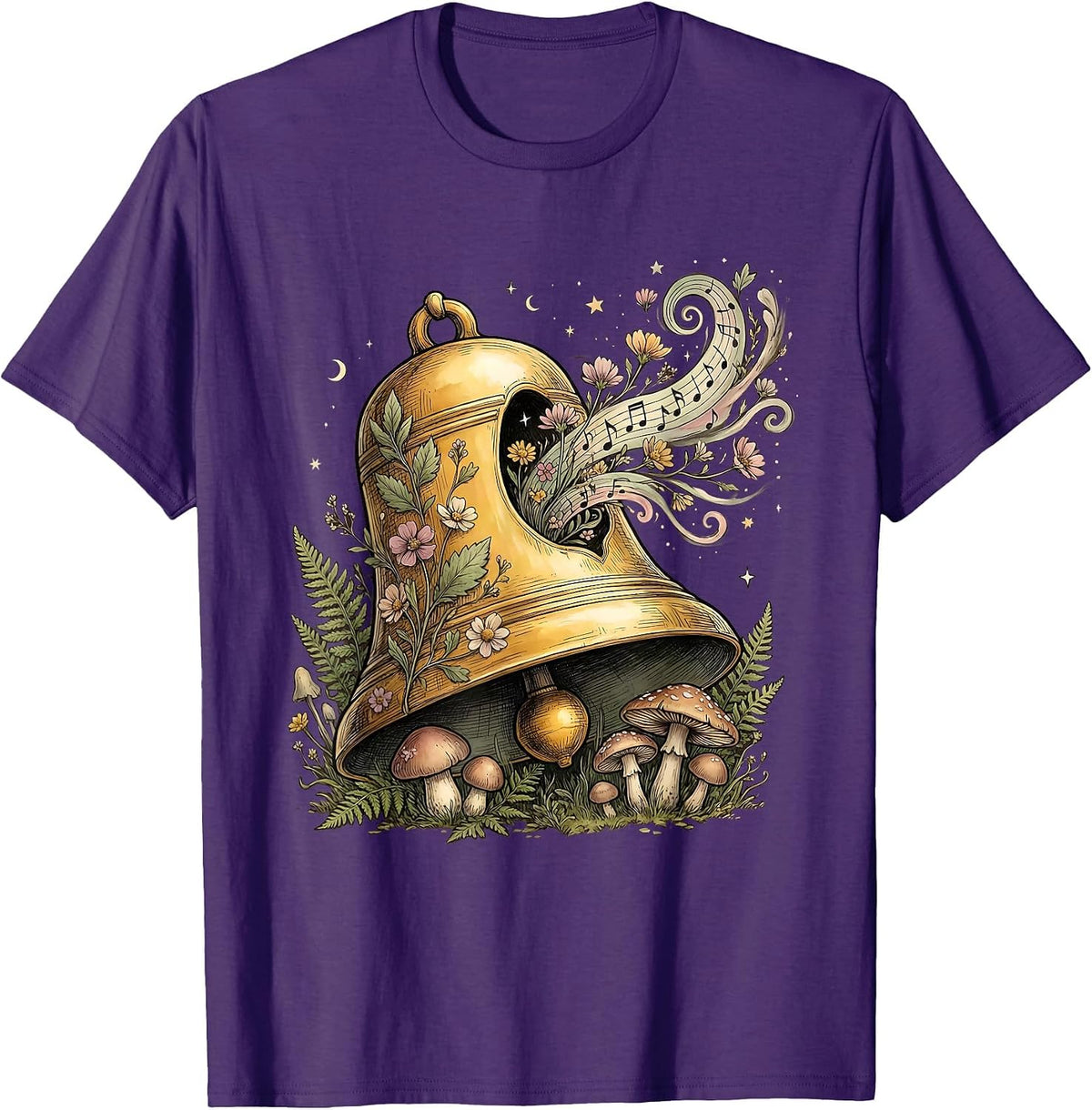 Men's 2nd Grade Teacher Ringing Bell Musical Notes T-Shirt - Purple