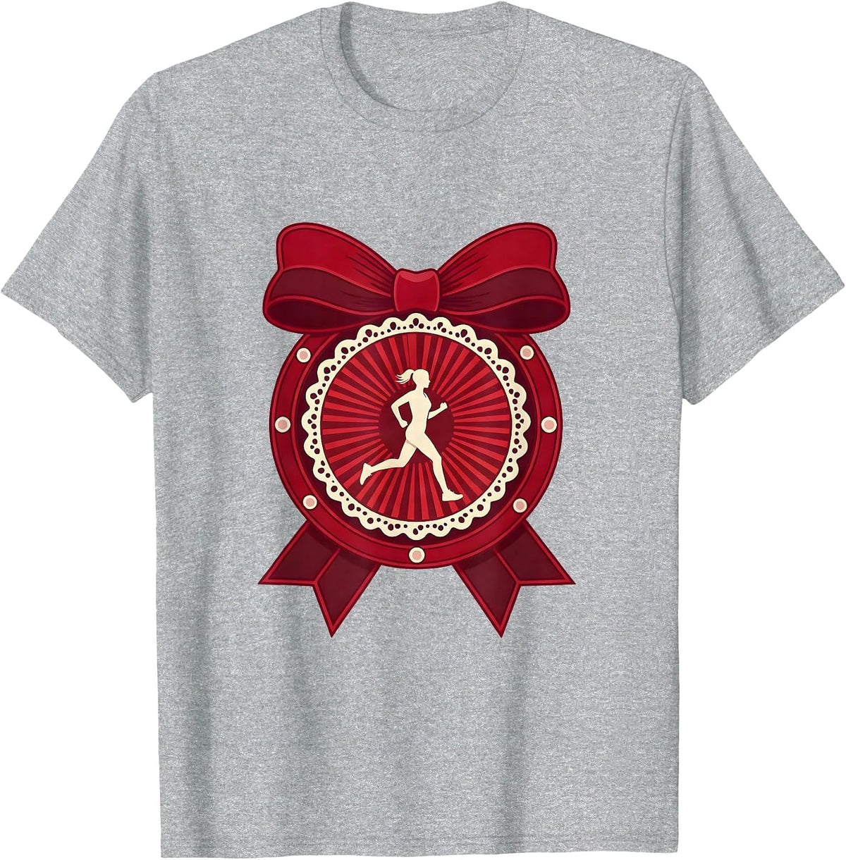 Men's Runner Silhouette Sun Circle Athleisure Design T-Shirt - Heather Grey