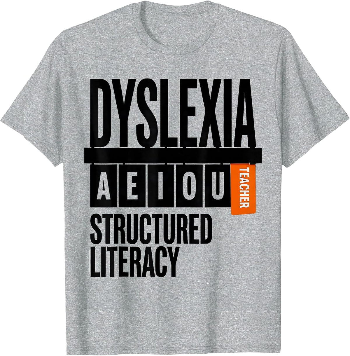 Men's Dyslexia Structured Literacy Teacher Brutalist Graphic T-Shirt - Heather Grey