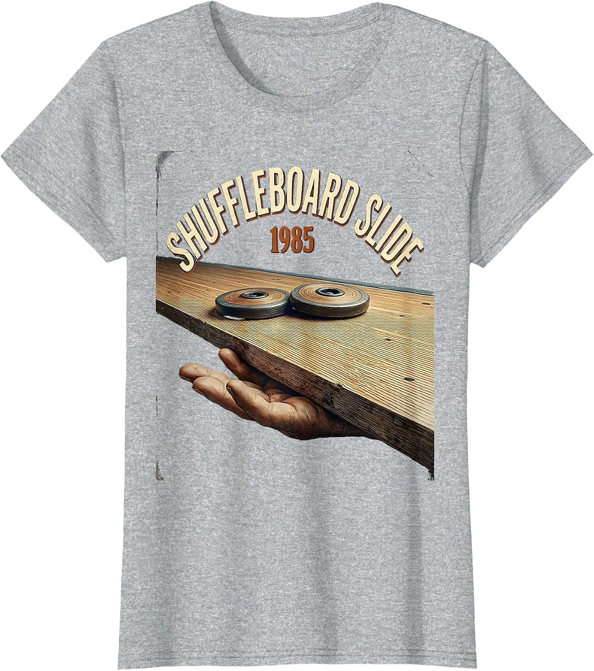Women's Shuffleboard Slide, 1985 Vintage Retro Funny Shuffleboard T-Shirt - Heather Grey