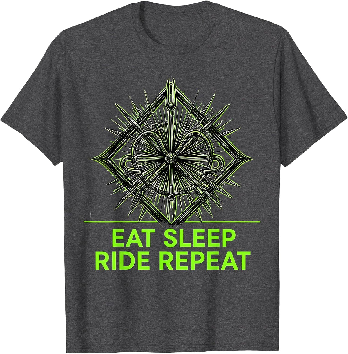 Eat Sleep Ride Repeat Cycling Design T-Shirt - Dark Heather Grey