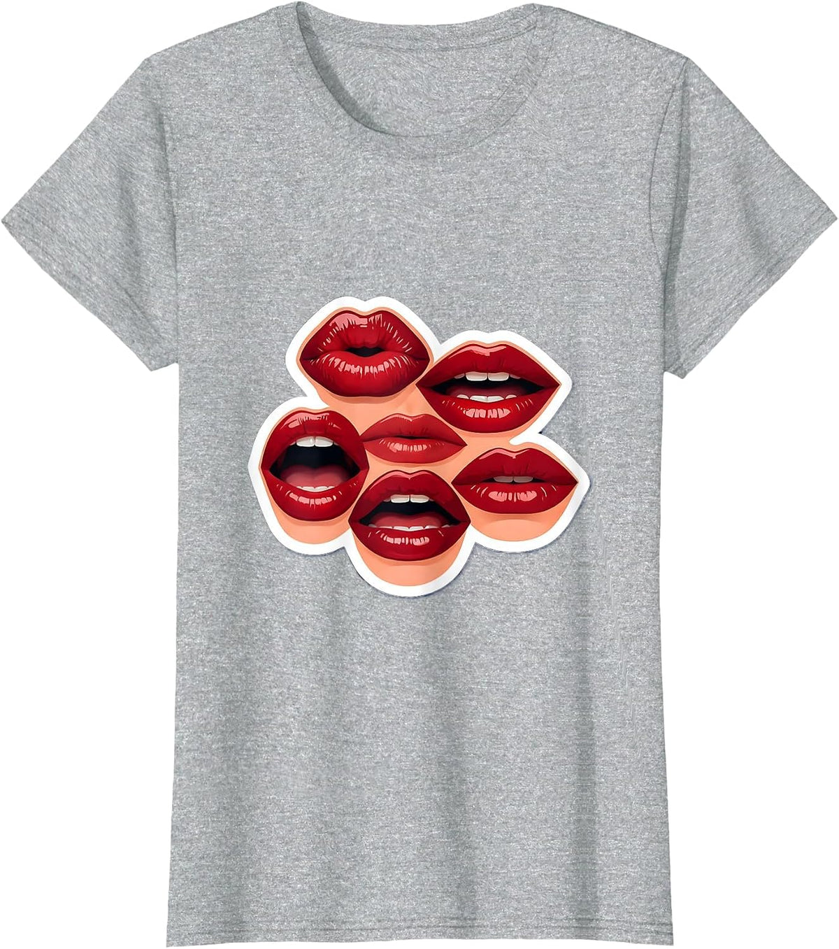 Speech Pathology Vowel Lips Illustration Design T-Shirt - Heather Grey
