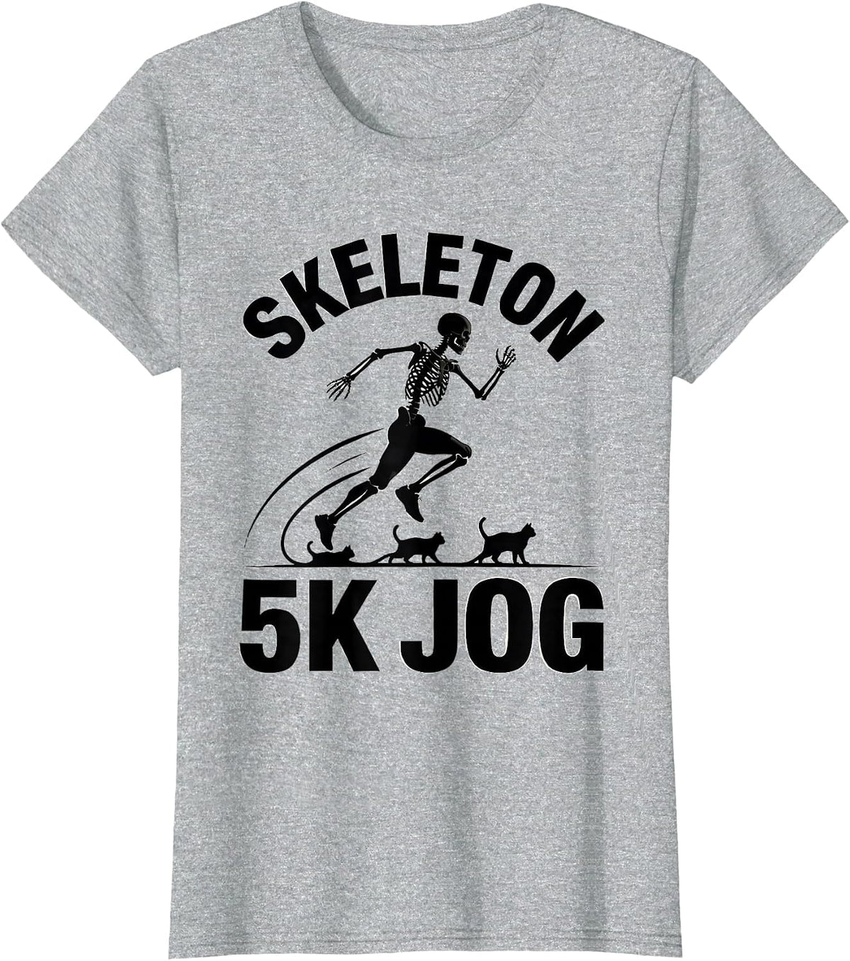 Women's Skeleton 5K Jog Funny Halloween Runner Costume Race Matching T-Shirt - Heather Grey