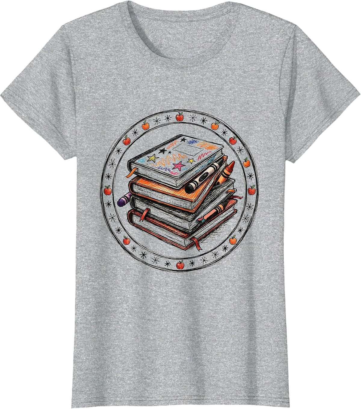 2nd Grade Teacher Composition Notebooks Graphic T-Shirt - Heather Grey