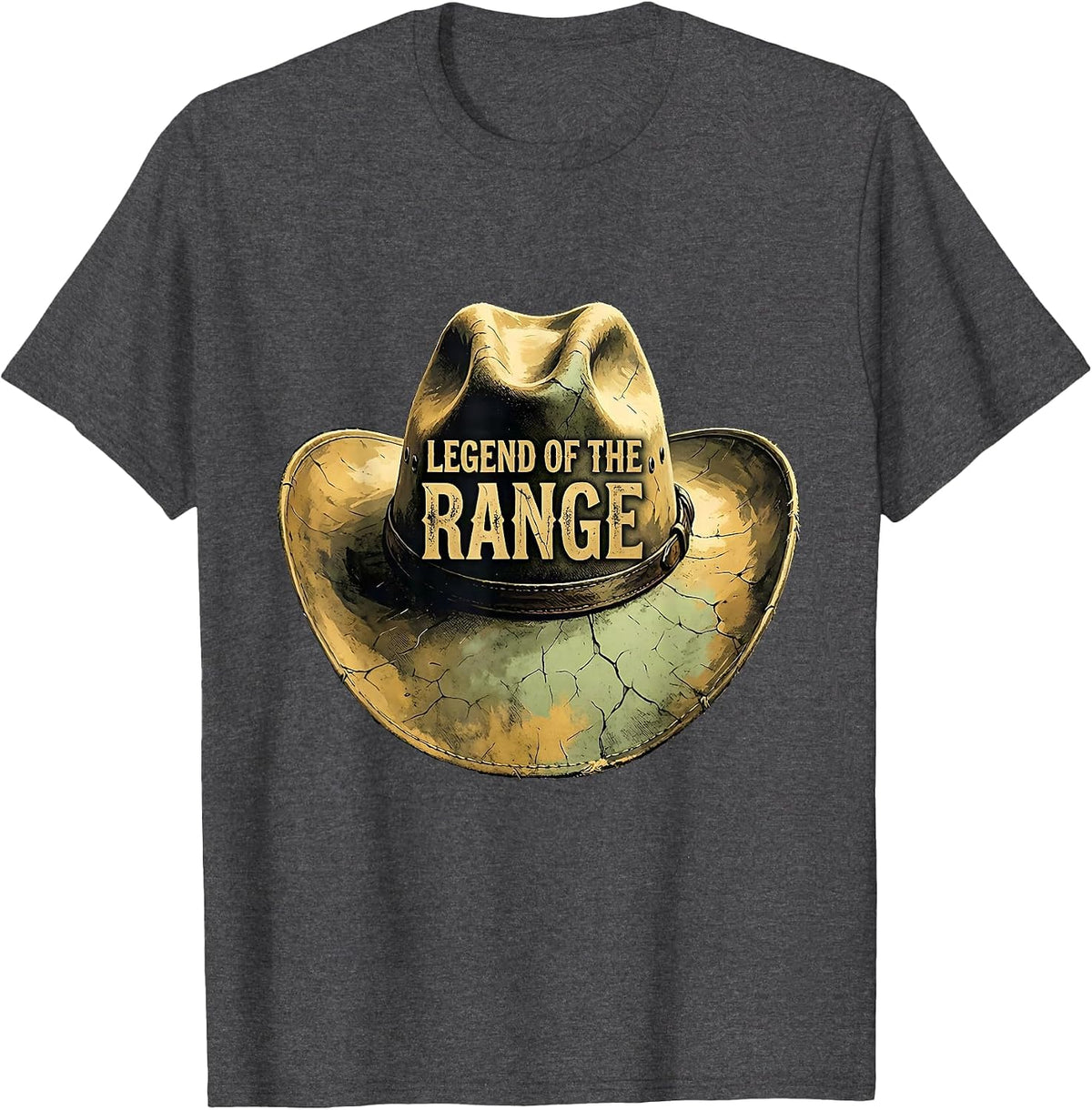 Legend of the Range Western Cowboy Design T-Shirt - Dark Heather Grey