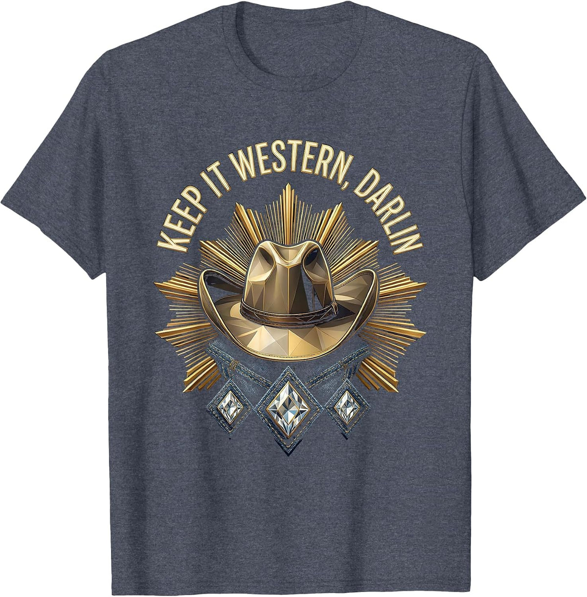 Men's Keep It Western Darlin Denim Cowgirl Design T-Shirt - Heather Blue