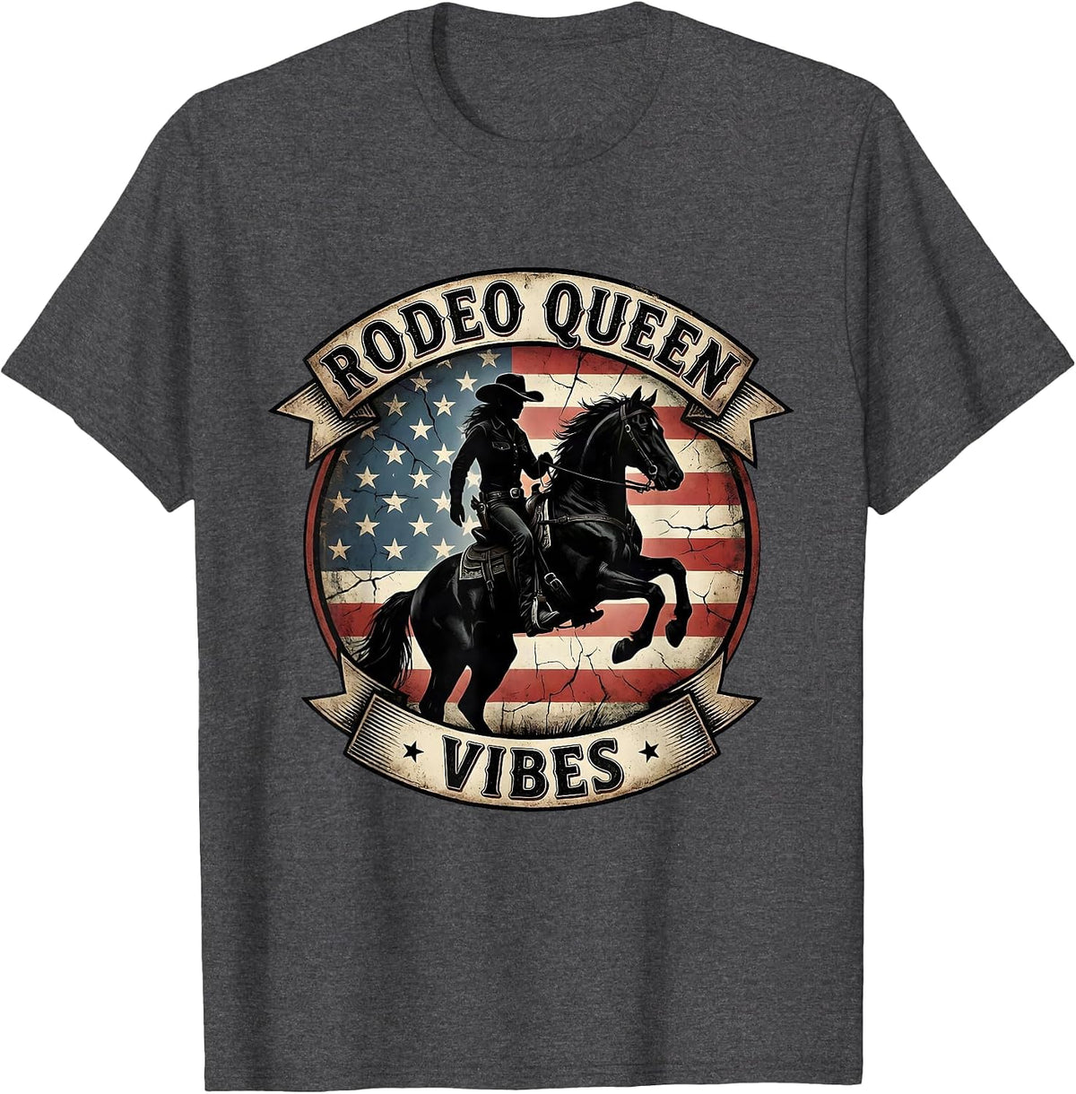Rodeo Queen Vibes Save A Horse Ride A Cowboy T-Shirt - Dark Heather Grey