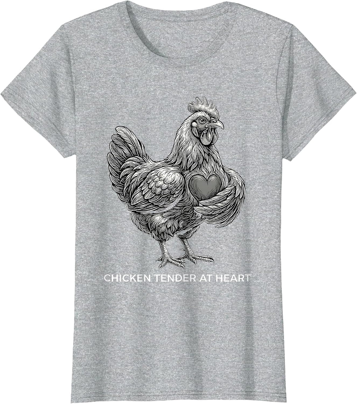 Chicken Tender At Heart Funny Chicken Design T-Shirt - Heather Grey