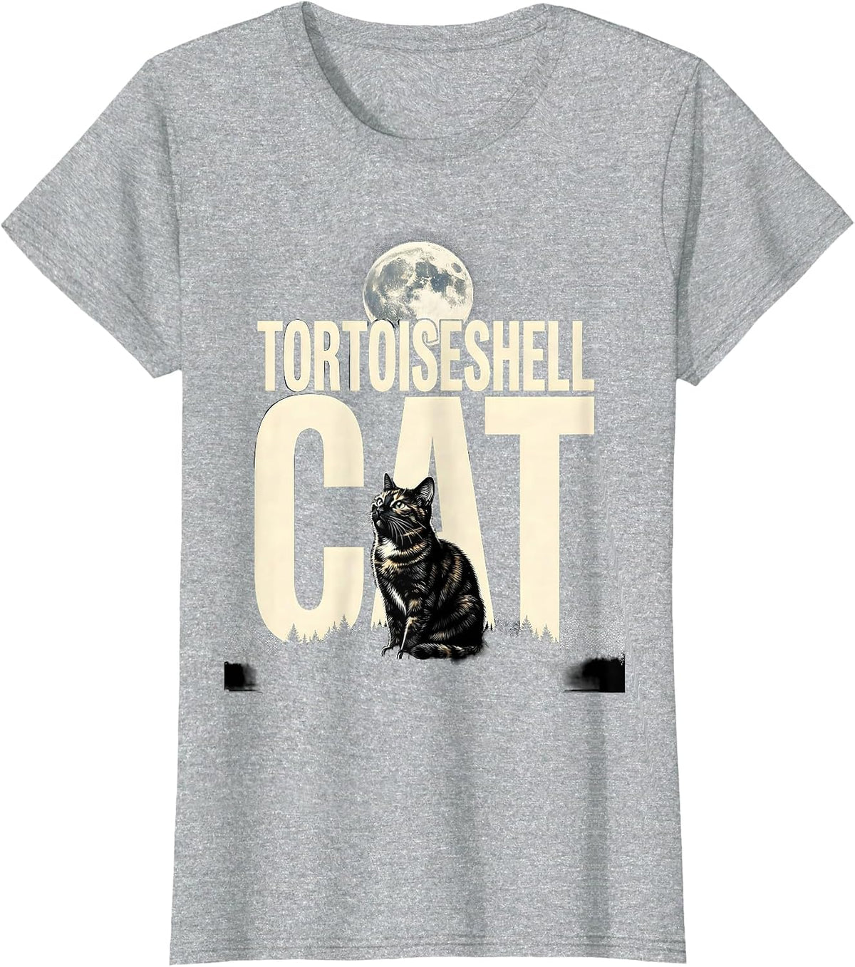 Women's Tortoiseshell Cat Howling at Moon Vintage Retro Cat Lover T-Shirt - Heather Grey