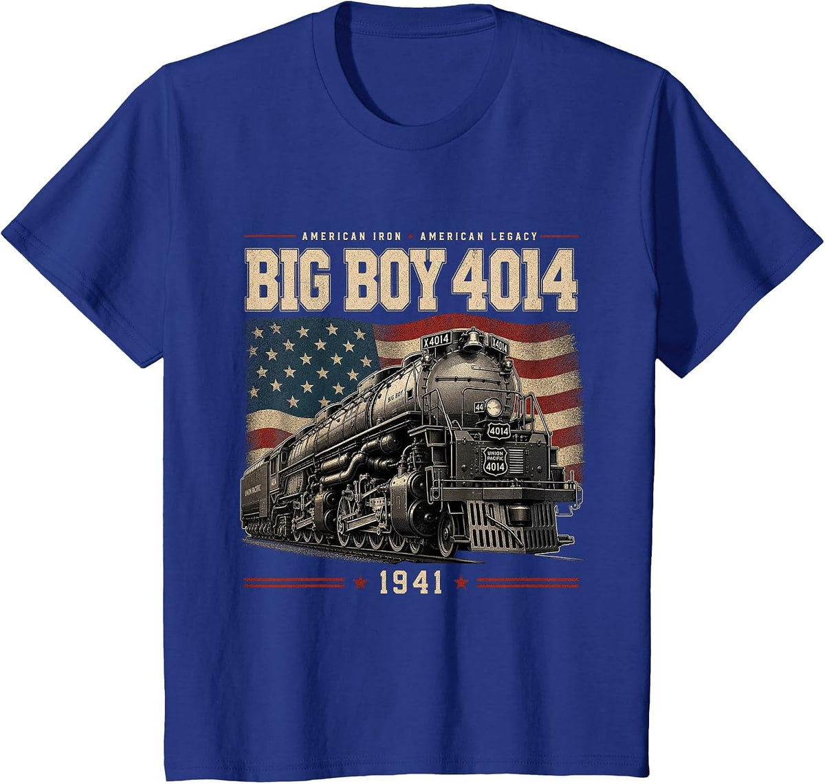 Big Boy 4014 Steam Train Vintage Locomotive Engine T-Shirt - Royal Blue