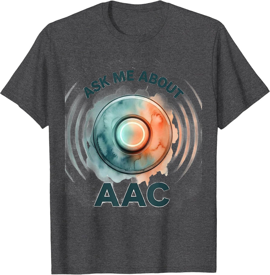 Men's Ask Me About AAC Watercolor Speech Therapy SLP Teacher T-Shirt - Dark Heather Grey