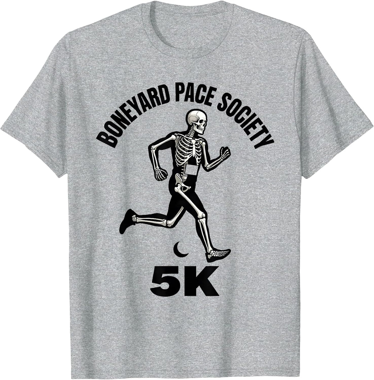 Men's Boneyard Pace Society 5K Funny Skeleton Halloween 5K Runner T-Shirt - Heather Grey