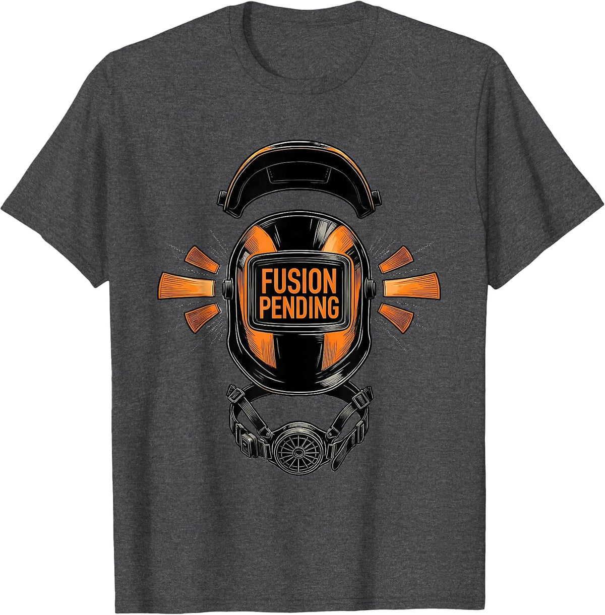 Men's Fusion Pending Exploded Welding Hood Blue Collar T-Shirt - Dark Heather Grey