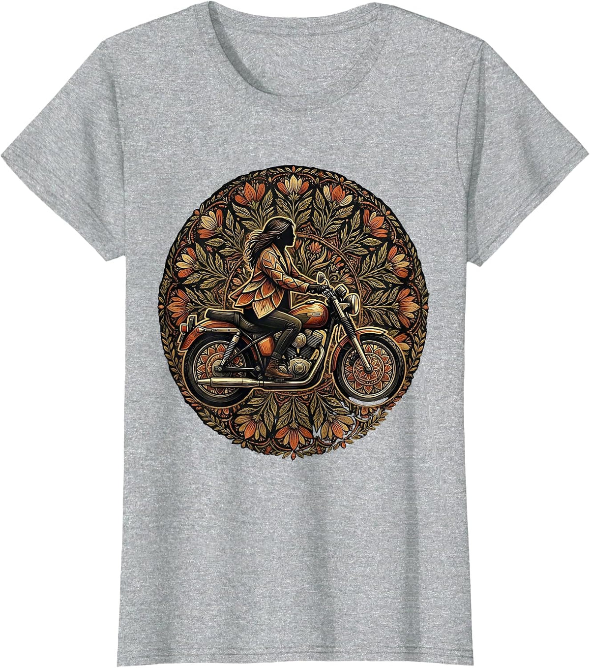 Leather Jacket Motorcycle Rider Graphic Tee T-Shirt - Heather Grey