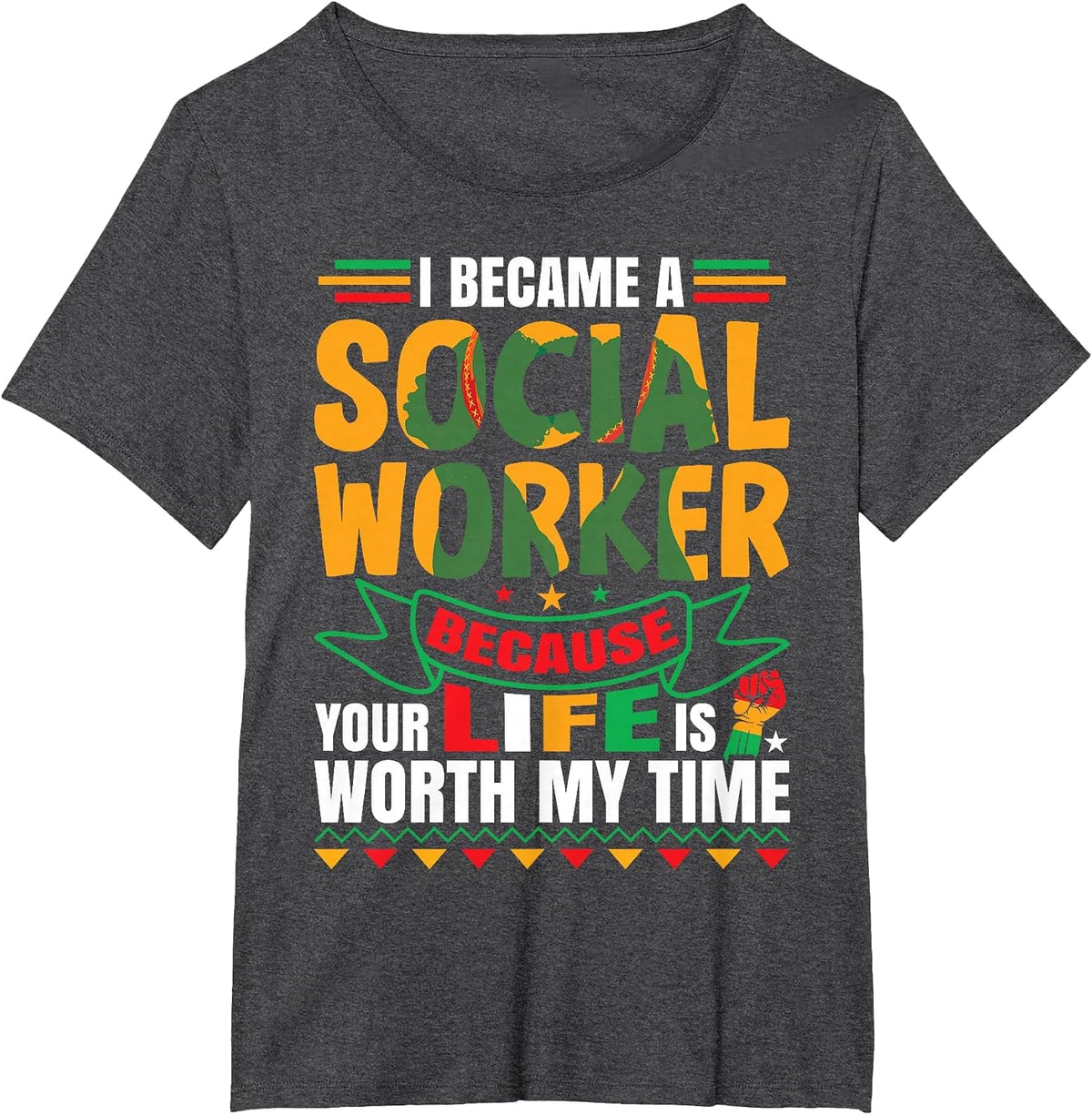 Social Work Appreciation Black Social Worker T-Shirt - Dark Heather Grey