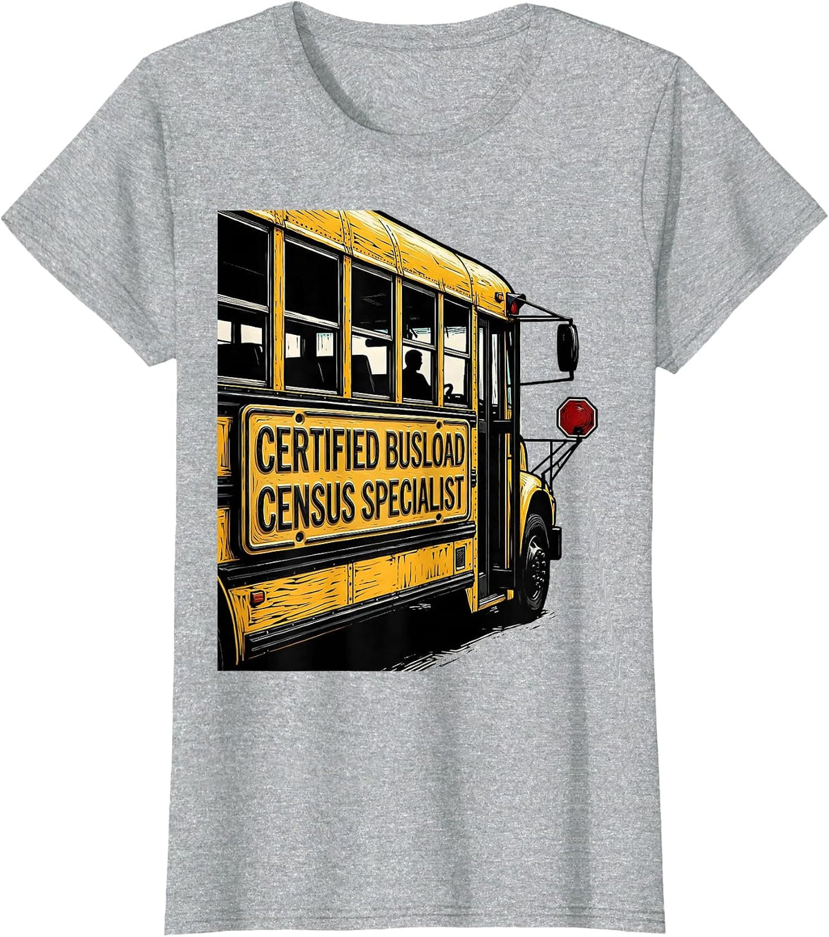 Women's Certified Busload Census Specialist Funny School Bus Driver T-Shirt - Heather Grey