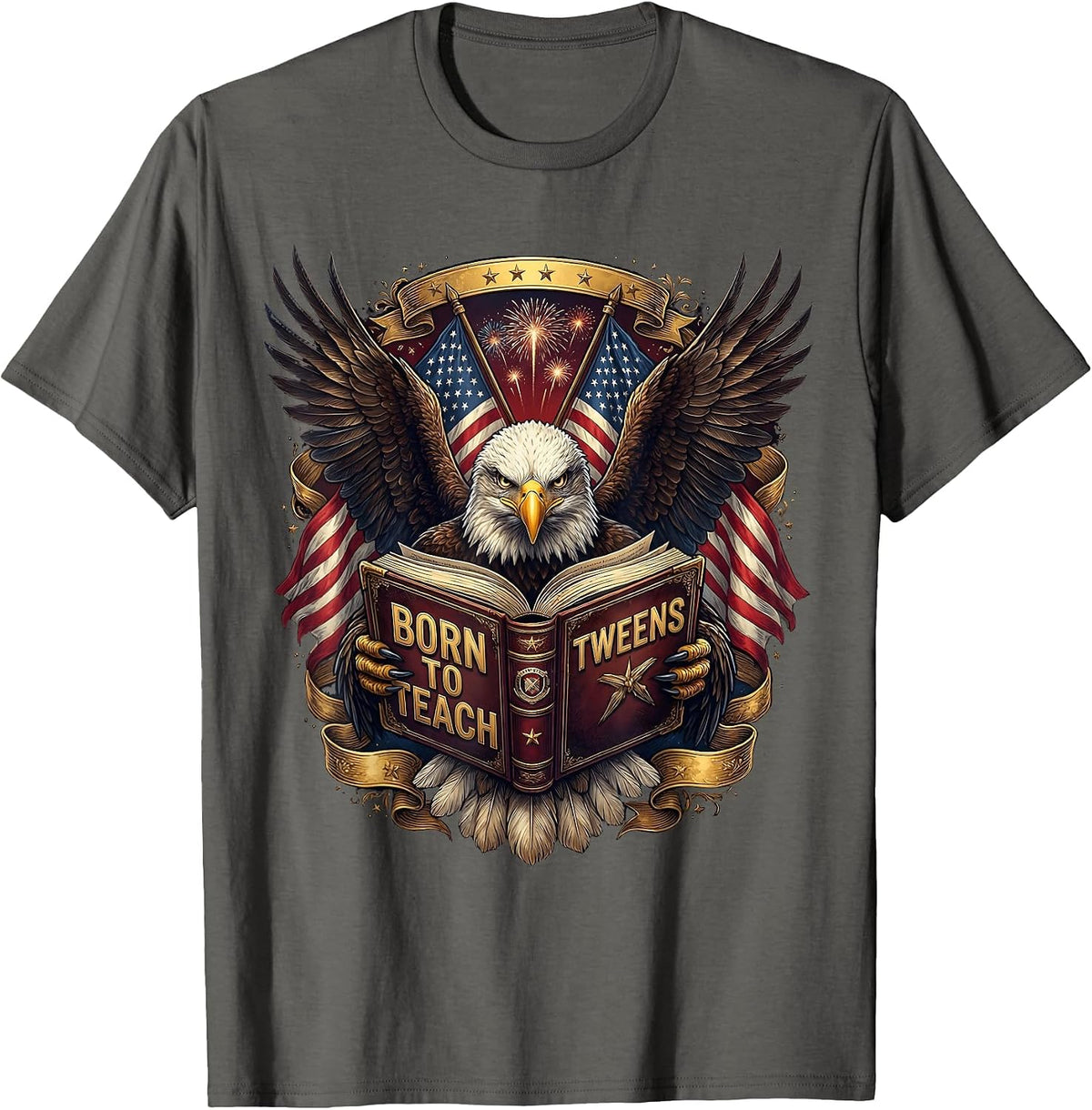 Born to Teach Tweens Middle School Teacher T-Shirt - Asphalt Grey