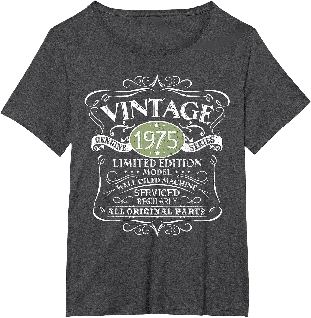 Vintage 1975 50th Birthday All Original Parts Design T-Shirt - Dark Heather Grey