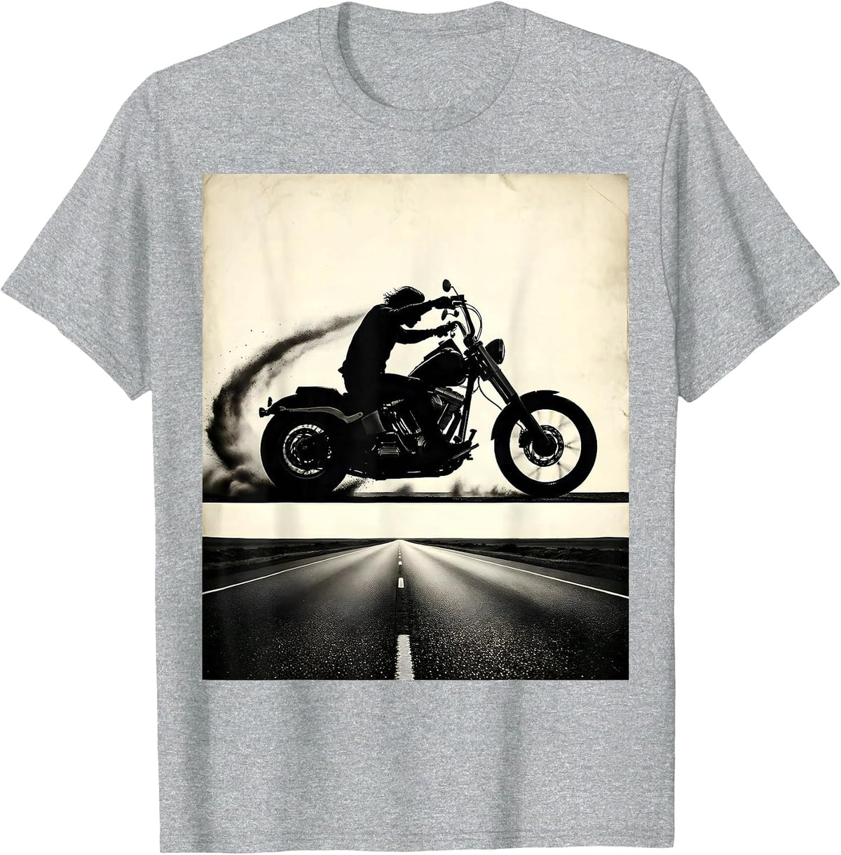 Men's Vintage Motorcycle Freedom Open Road Graphic T-Shirt - Heather Grey