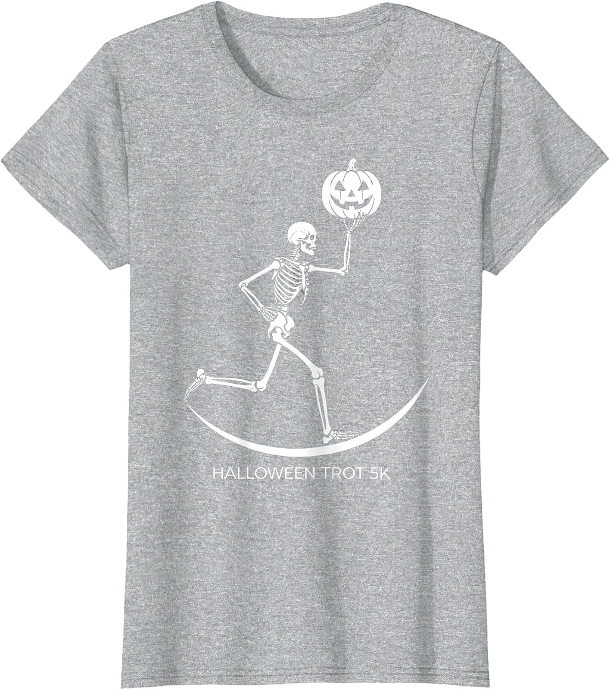 Halloween Trot 5K Funny Skeleton Runner Halloween Fun Run T-Shirt - Heather Grey