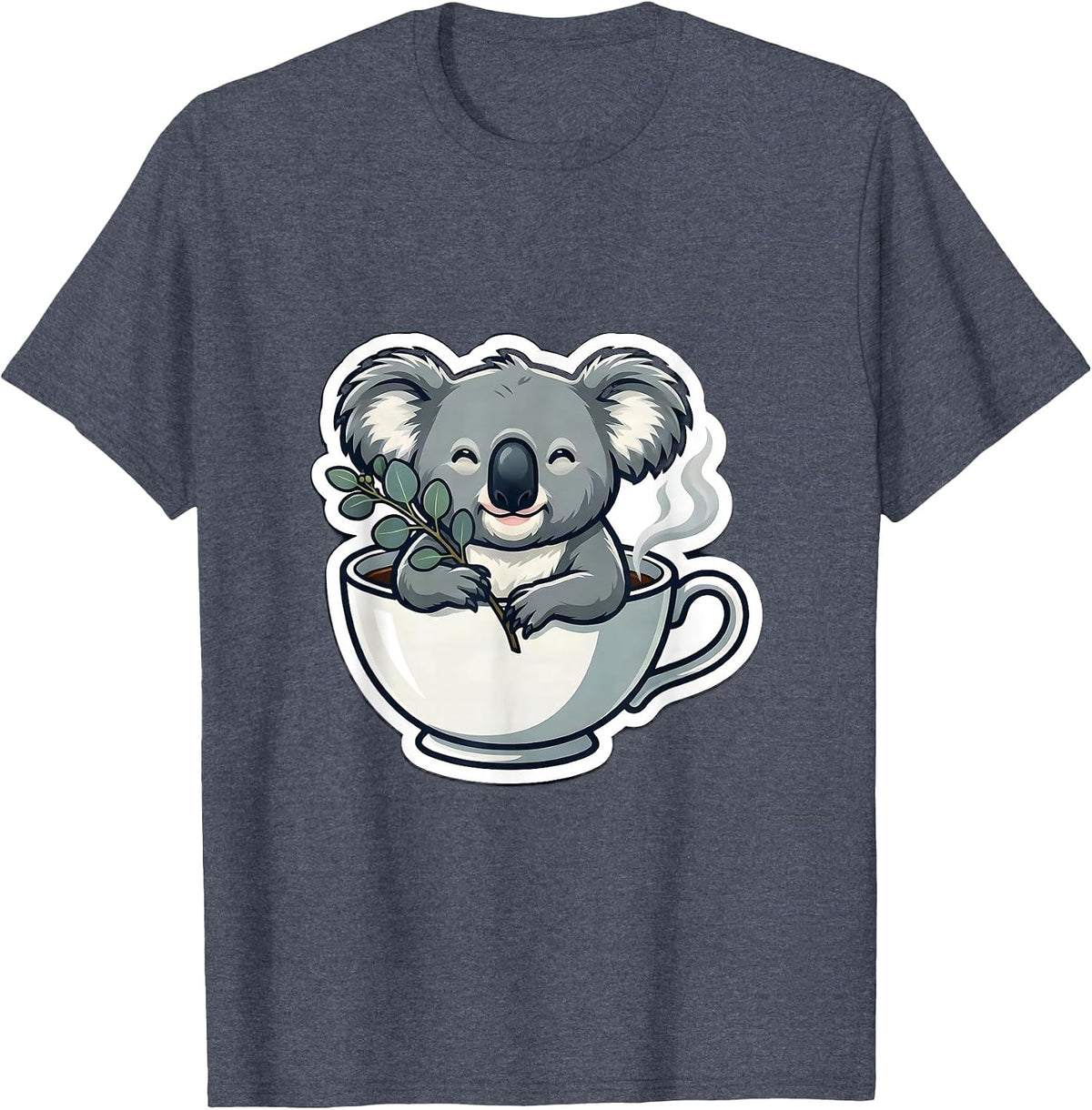 Koala On Teacup Cute Animal Lover Gift T-Shirt - Heather Blue