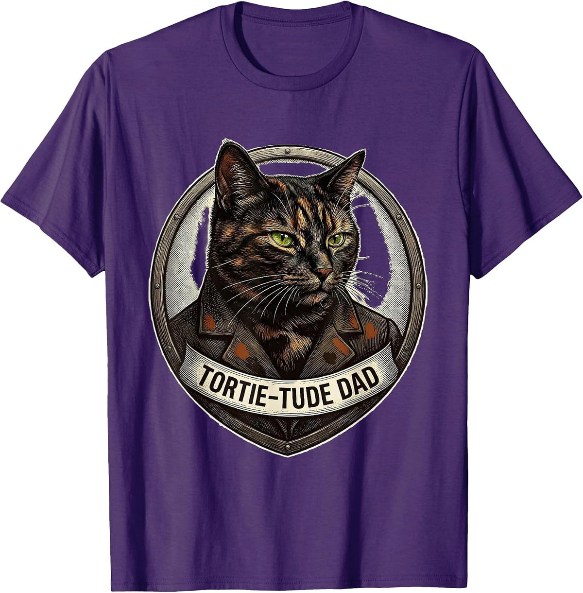 Tortie-Tude Dad Funny Tortie Cat Owner Pet Lover Humor T-Shirt - Purple