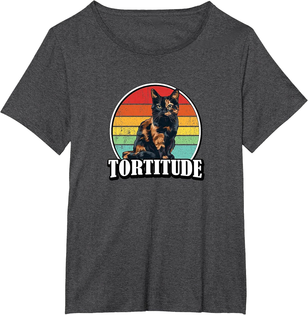 Mens Womens Girls Funny Retro Vintage Tortitude Tortie Lover T-Shirt - Dark Heather Grey